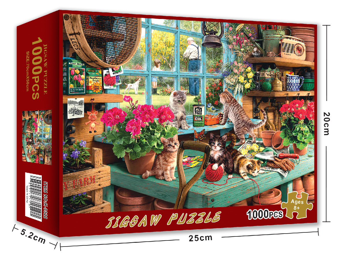 Bộ Tranh Ghép Xếp Hình 1000 Pcs Jigsaw Puzzle (Tranh ghép 70*50cm) Mèo Windowsill Bản Thú Vị Cao Cấp