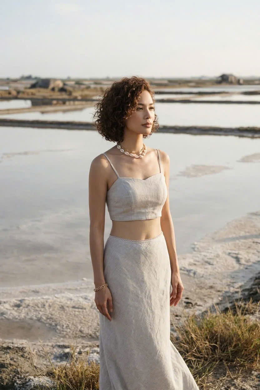 Áo Croptop Hai Dây Linen Vải Lanh Xám Muối Tiêu TOP208 Thời trang Hity