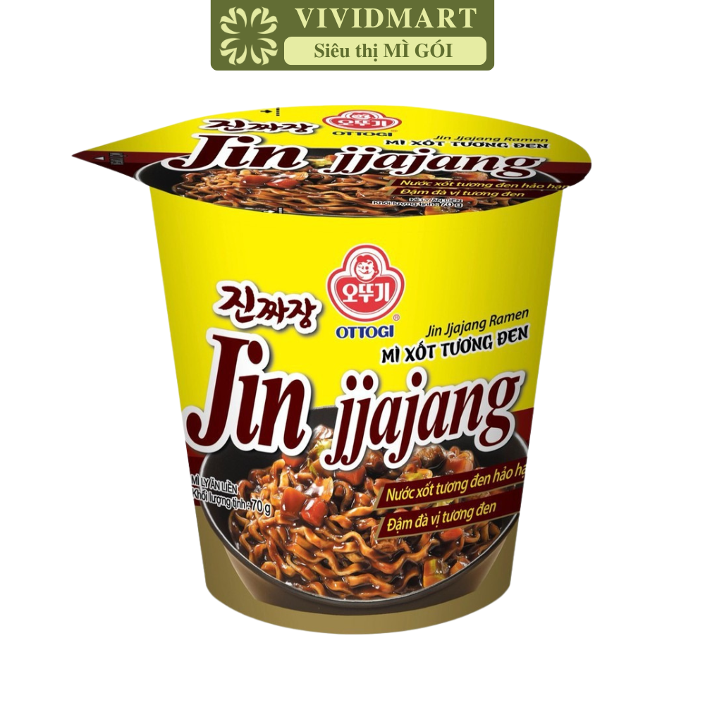 OTTOGI - Mì ly trộn Jin hương vị Xốt tương đen, Mì trộn tương đen Otogi ly, Mì tương đen ly Jin (70g/ly)
