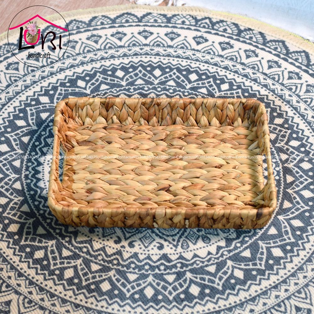 Lubihandicraft - Khay đựng đồ đan lục bình chữ nhật - mộc mạc, thanh lịch