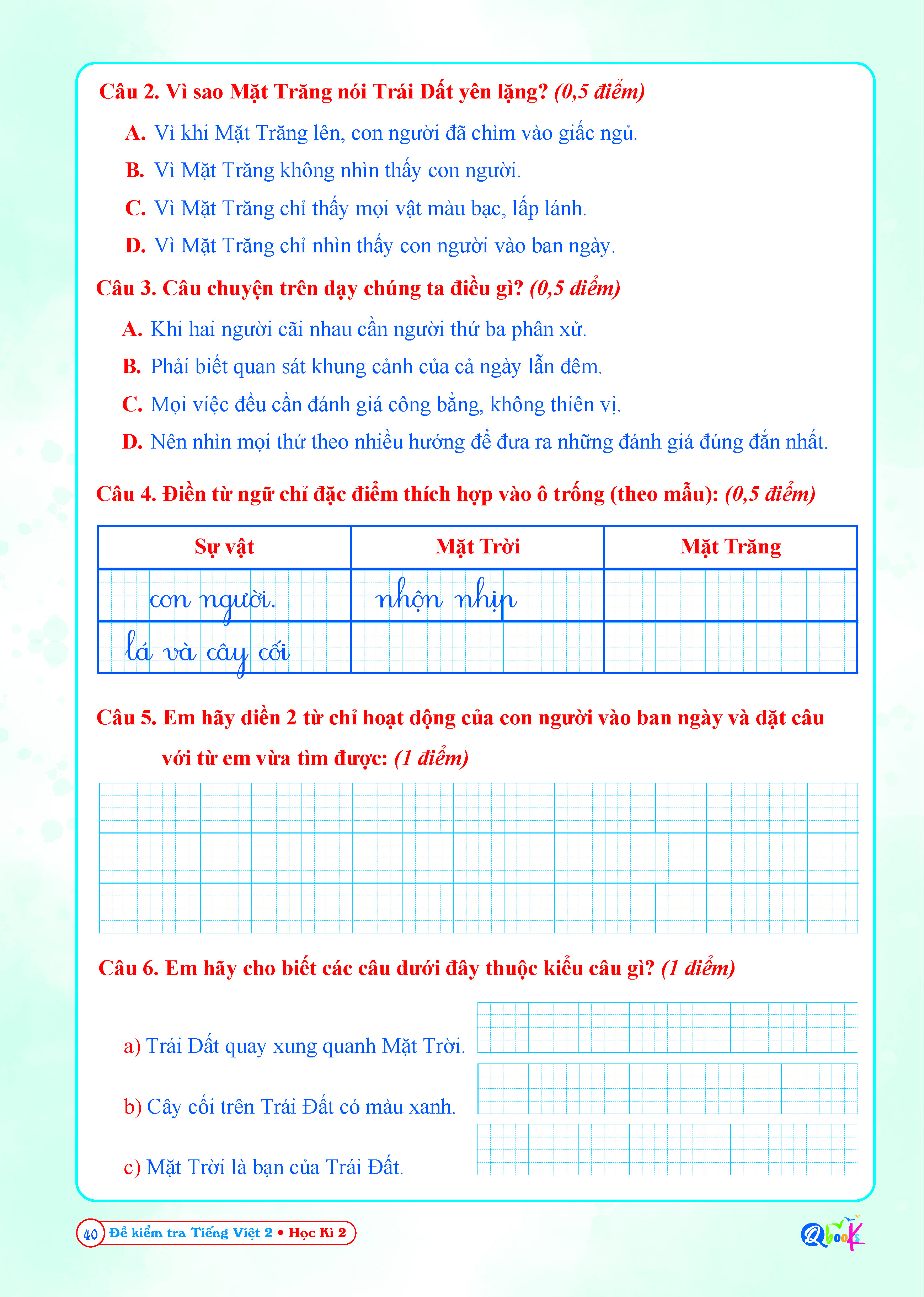 Đề Kiểm Tra Tiếng Việt Lớp 2 - Kết Nối Tri Thức