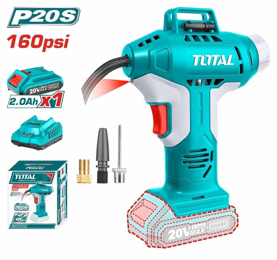MÁY BƠM HƠI CẦM TAY TỰ ĐỘNG DÙNG PIN LITHIUM 20C  (1 pin 2.0Ah +sạc) TOTAL TACLI20011 - HÀNG CHÍNH HÃNG