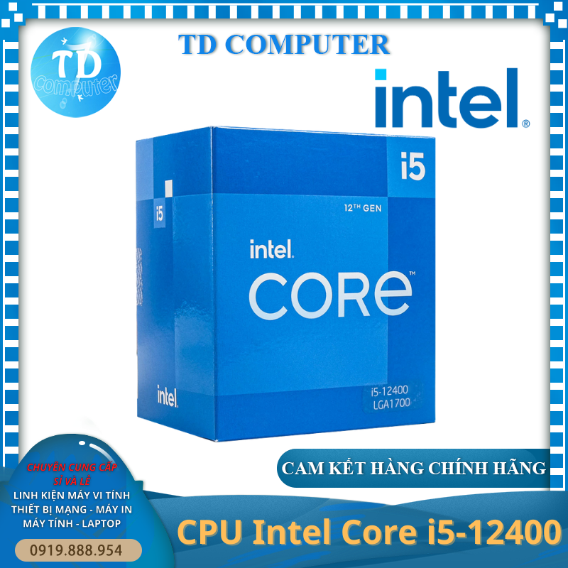 CPU Intel Core i5-12400 (Upto 4.4Ghz, 6 nhân 12 luồng, 18MB Cache, 65W) - Socket Intel LGA 1700) - Hàng chính hãng FPT phân phối