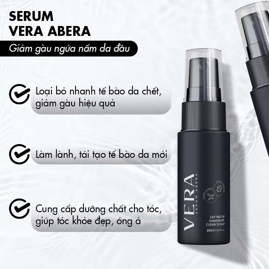 Combo 1 dầu gội Amanda Abera 200ml và 1 serum Vera Abera 20ml xử lý nhanh gàu, ngứa, nấm da đầu với hương thơm nam tính