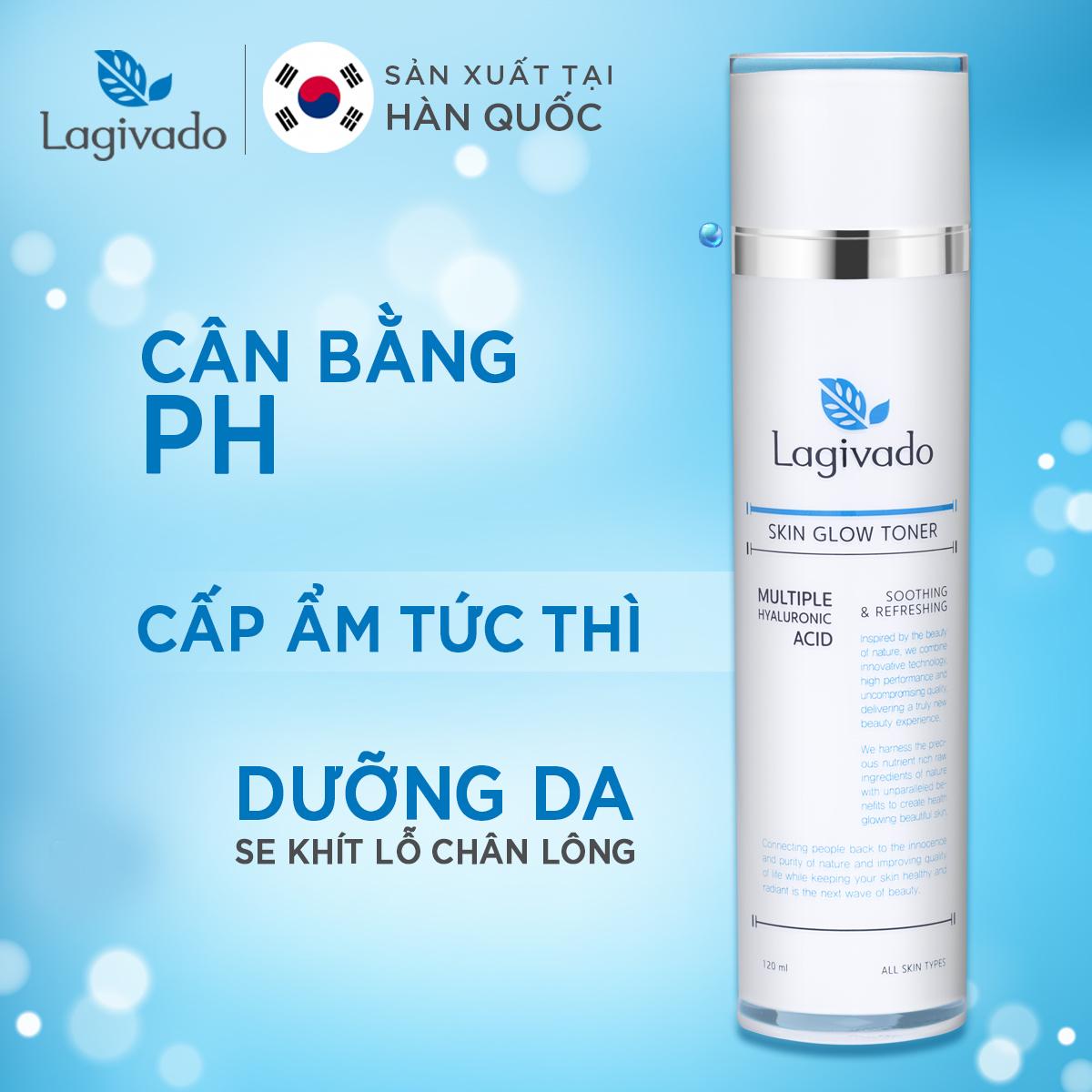 Nước Hoa Hồng cân bằng da, se khít lỗ chân lông Hàn Quốc Lagivado Skin Glow Toner 120 ml