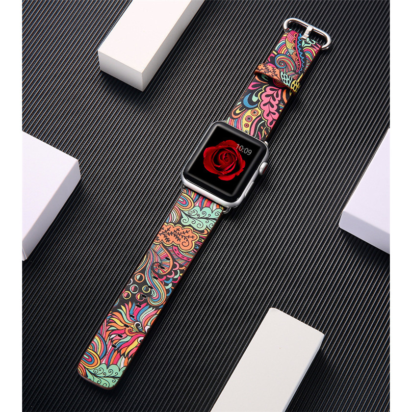 Dây đeo bằng da cho đồng hồ thông minh Apple Watch Series 5 4 3 2 1