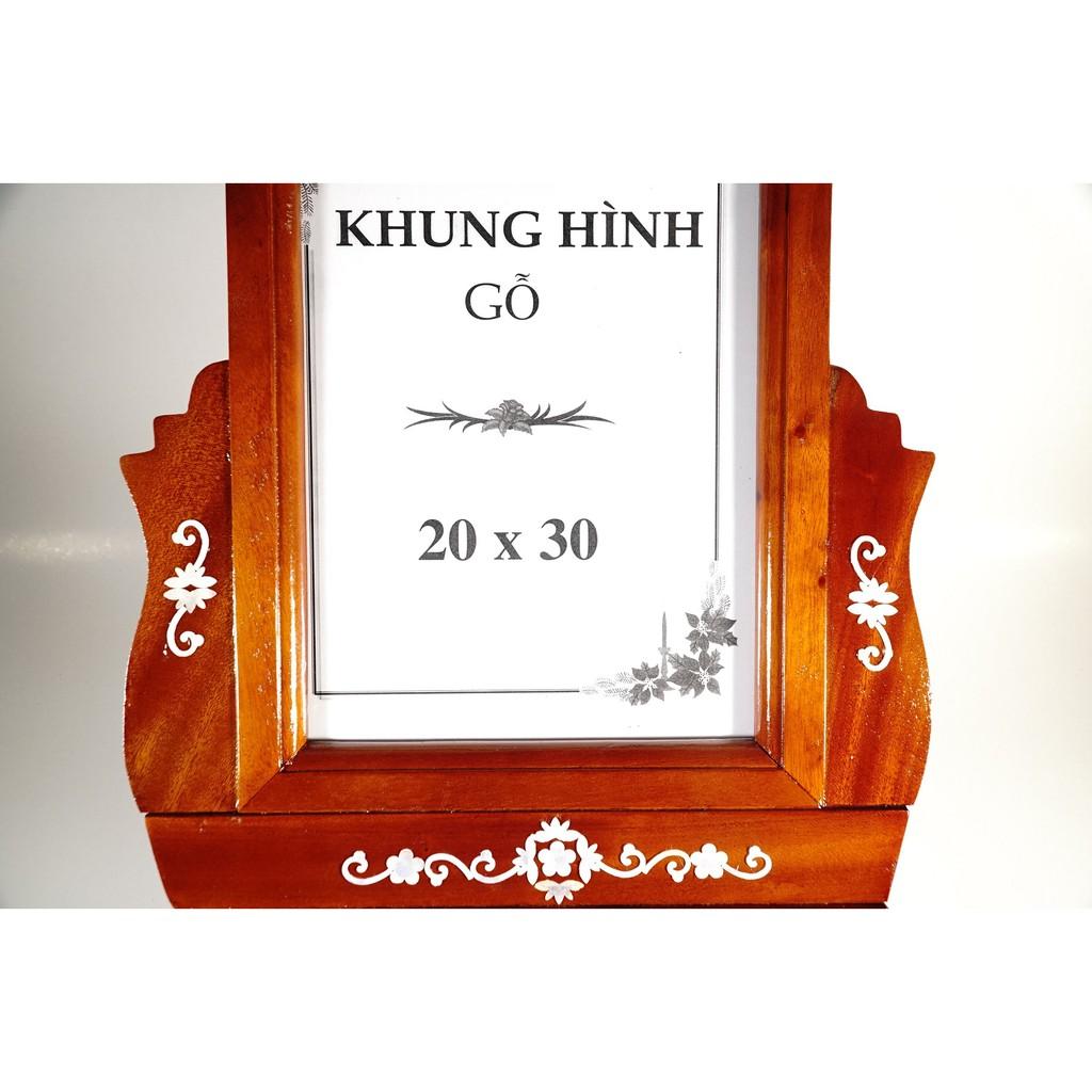 Khung hình thờ cúng gỗ xà cừ ốc sơn mài cao cấp hoa văn chạm khắc - Nhiều cỡ