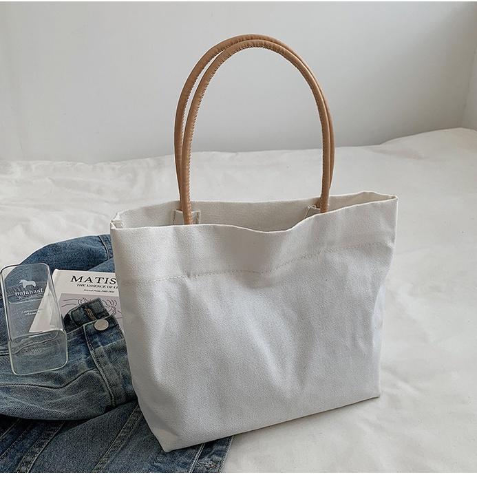 Túi tote túi vải mua sắm mới đơn giản màu rắn túi nữ sinh viên túi xách dung tích lớn Lucky Trương Gia10