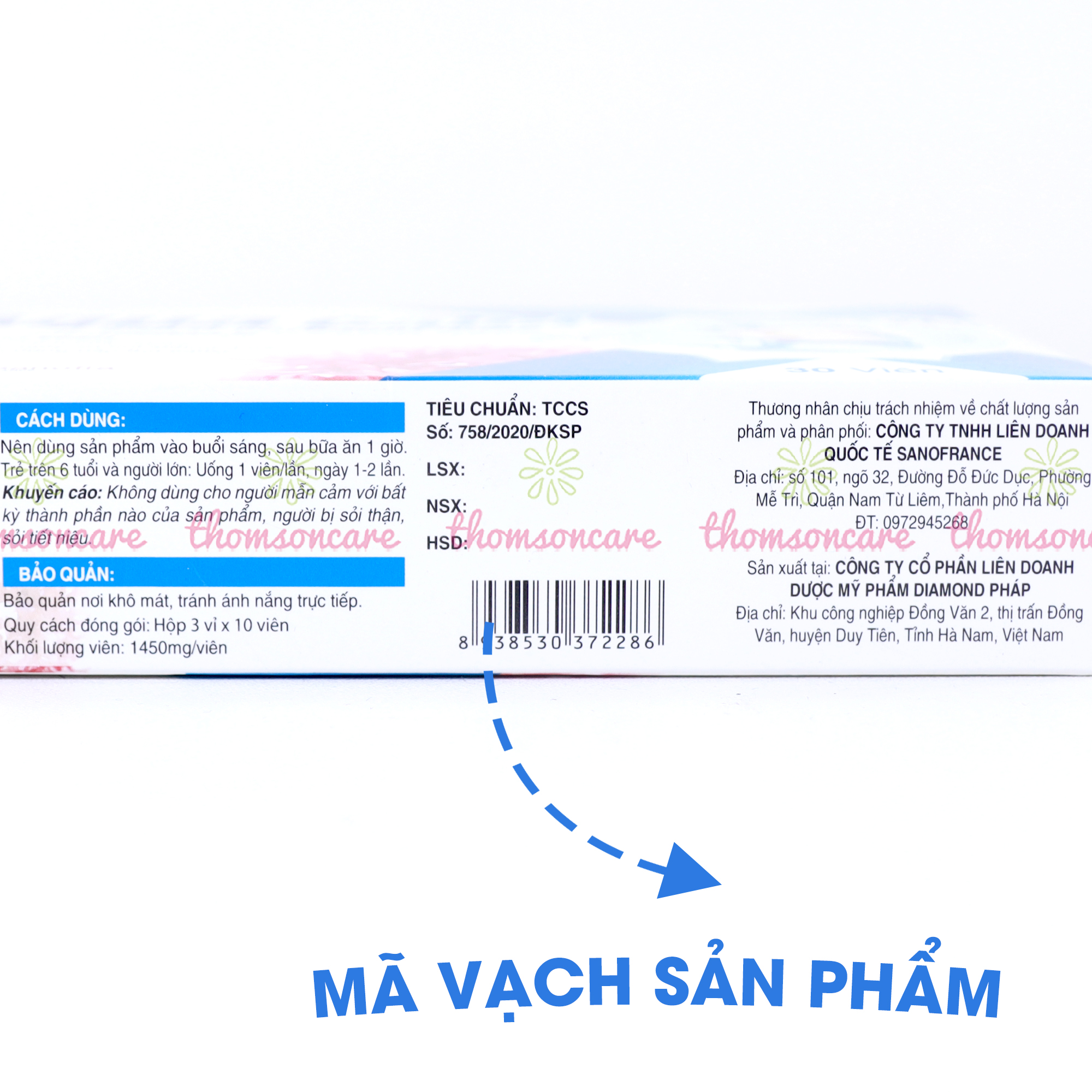 Canxi cho bé Aqua Calci Sanofia - Giúp bé phát triển chiều cao, giảm loãng xương ở người lớn từ Vitamin D3 K2 - Hộp 30 viên dạng vỉ