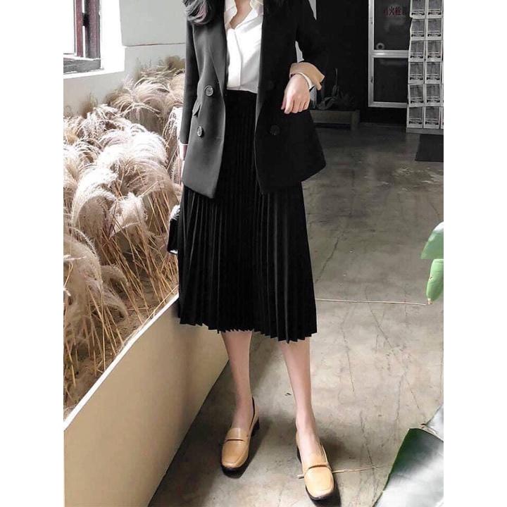 Chân váy xếp ly dáng dài/ chân váy xếp li dáng dài