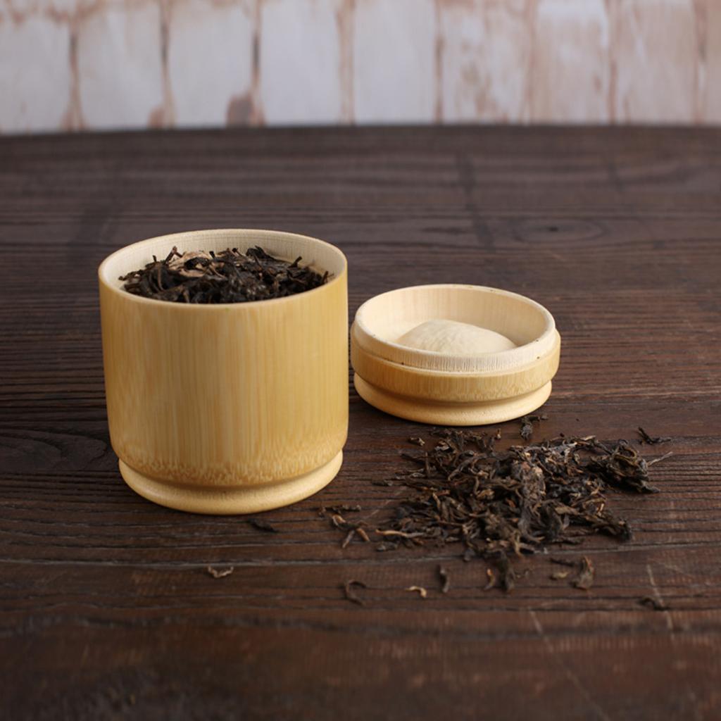 Handmade Tea Box Bamboo Storage Box Tea Canister Lid Kitchen Storage Jars S