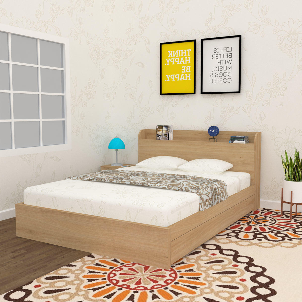 Giường Hộp Cao Cấp Có 2 Hộc Kéo FINE FG174 Kích thước 1m4 Thiết kế sang trọng