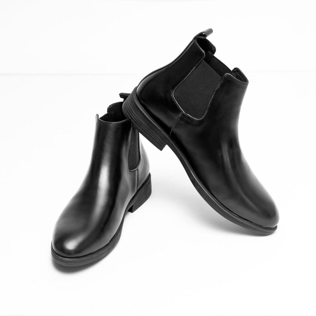 Giày Boots Nam Chelsea Boot Cao Cổ Classic MALTRIK Da Bò Thật Trơn Xịn Không Nhăn Màu Đen tặng kèm độn đế