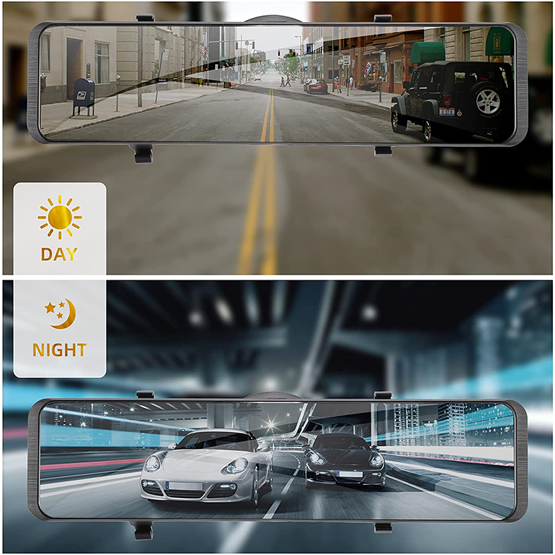 12 inch Màn hình cảm ứng IPS Máy ảnh ghi hình dạng gương chiếu hậu ô tô với điều khiển bằng giọng nói (2K)