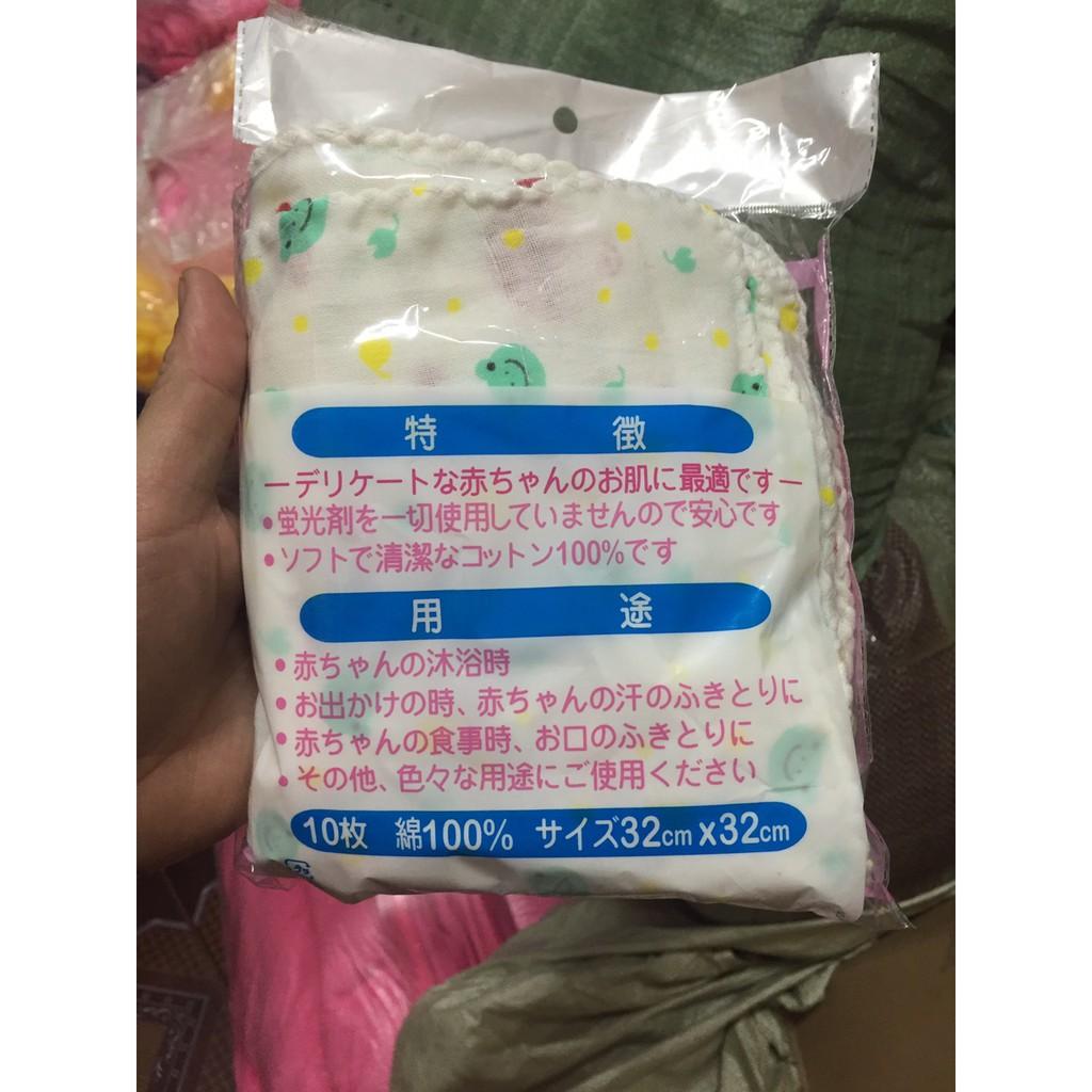 Bịch 10 chiếc khăn xô Nhật, khăn xô cho em bé