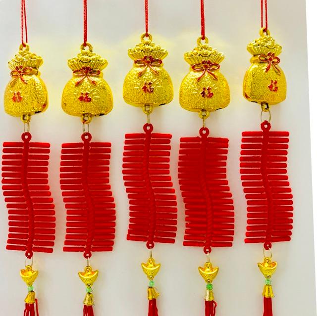 Sét 5 dây pháo dài 18cm treo cây mai trang trí tết