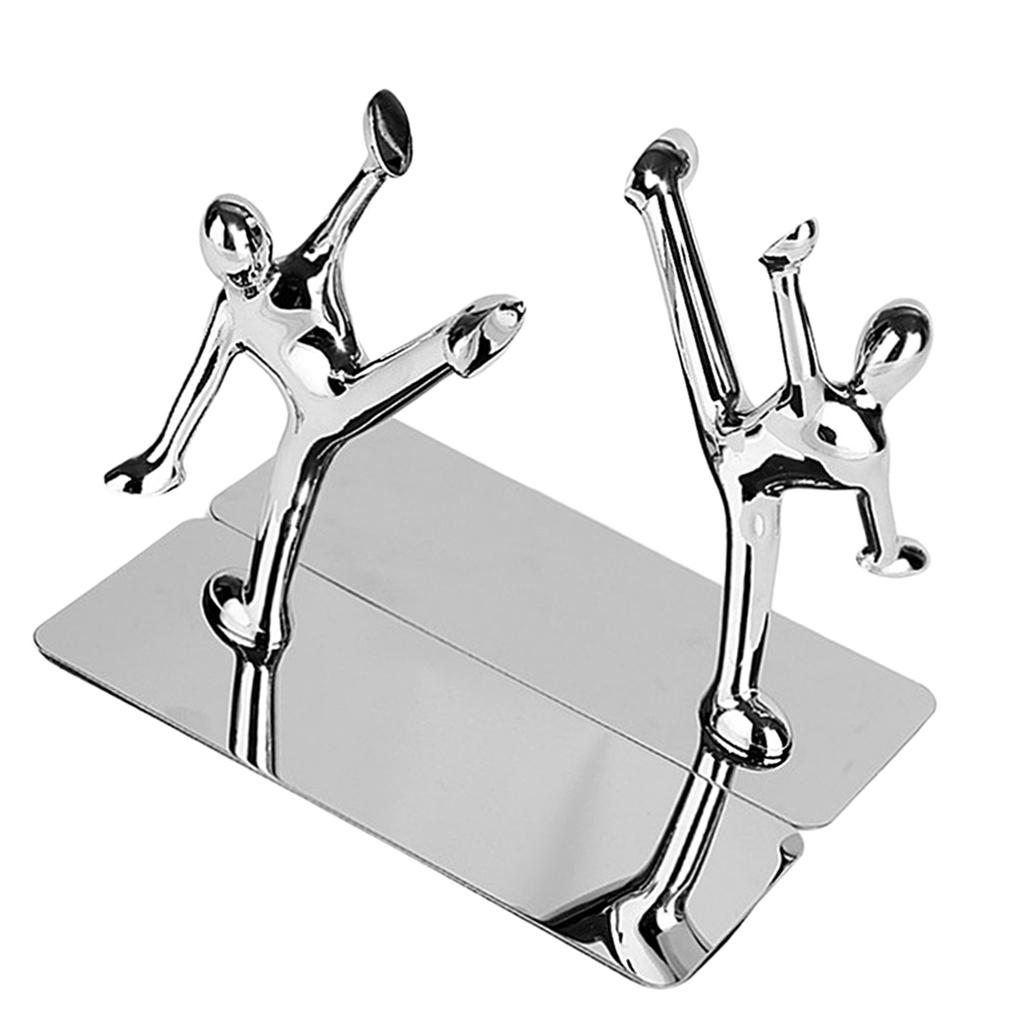 Pair Non-skid Man Bookends Book Holder Stands for Home Office School Decoration