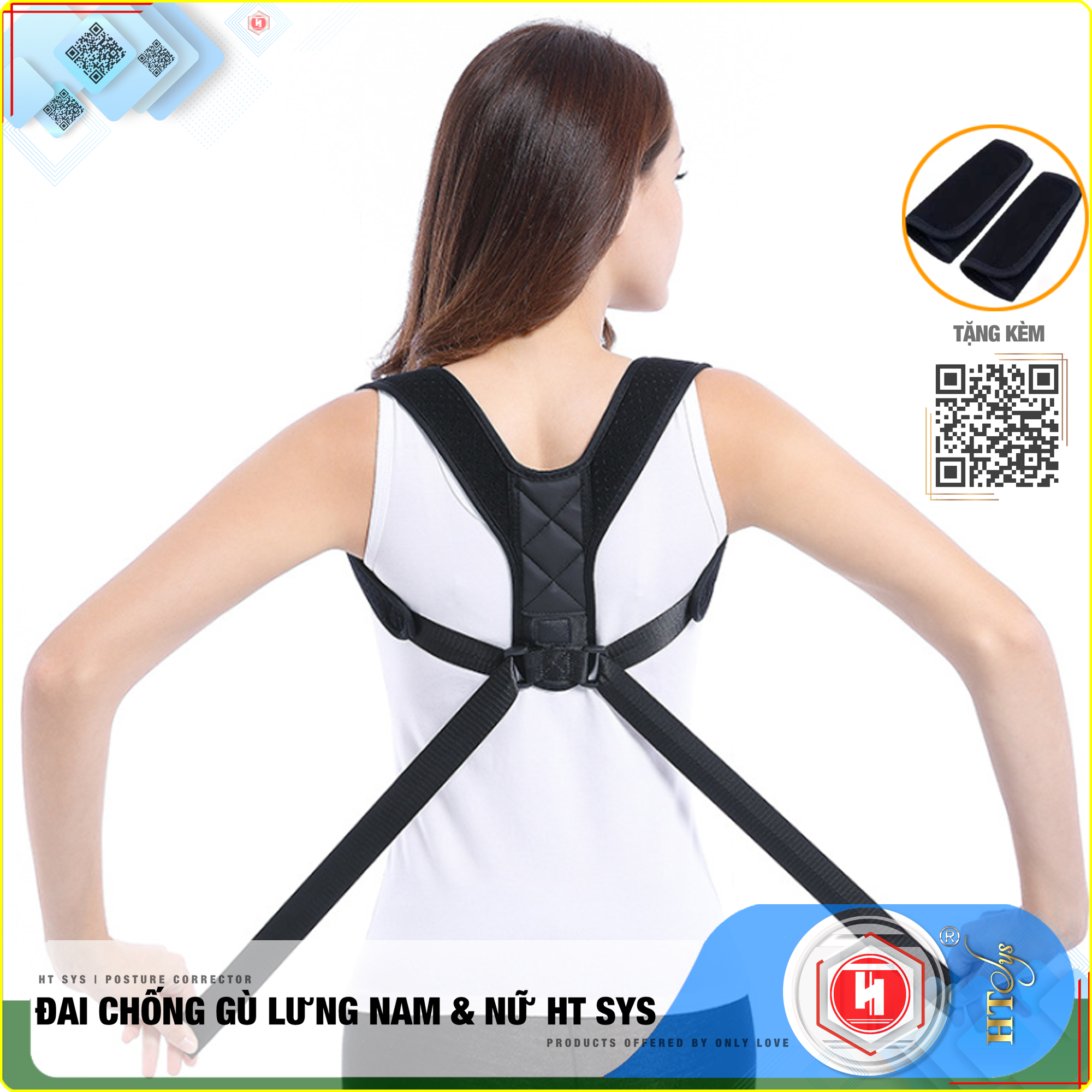 Đai  chống gù lưng nam nữ HT SYS Posture Corrector [tặng 2 miếng trợ lực]