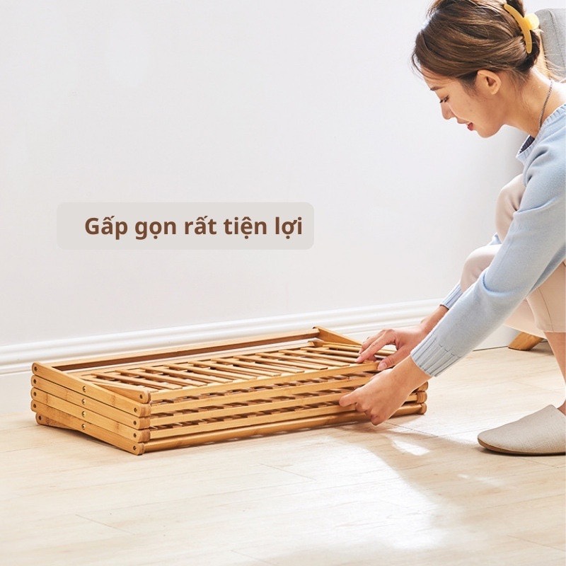 Kệ Để Giày Dép Nhiều Tầng Gỗ Tre, Gấp Xếp Gọn Nhẹ, Không Cần Lắp Ráp Cho Gia Đình- SNF Bamboo and Craft