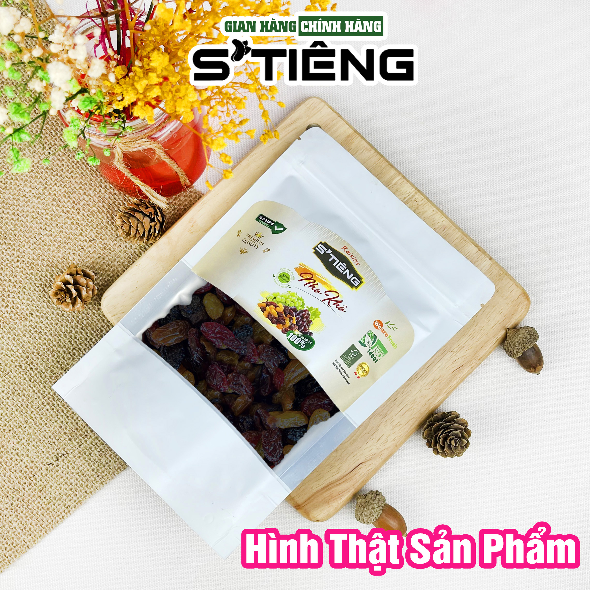 Nho Mix Màu Sấy Không Đường S'TIÊNG Ngon Ngọt