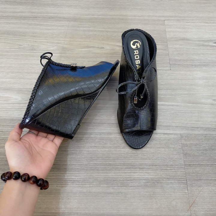 Giày sandal nữ cao gót 7 phân màu đen hàng hiệu rosata ro271