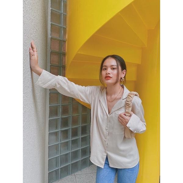 Áo sơ mi nữ tay dài cổ vest