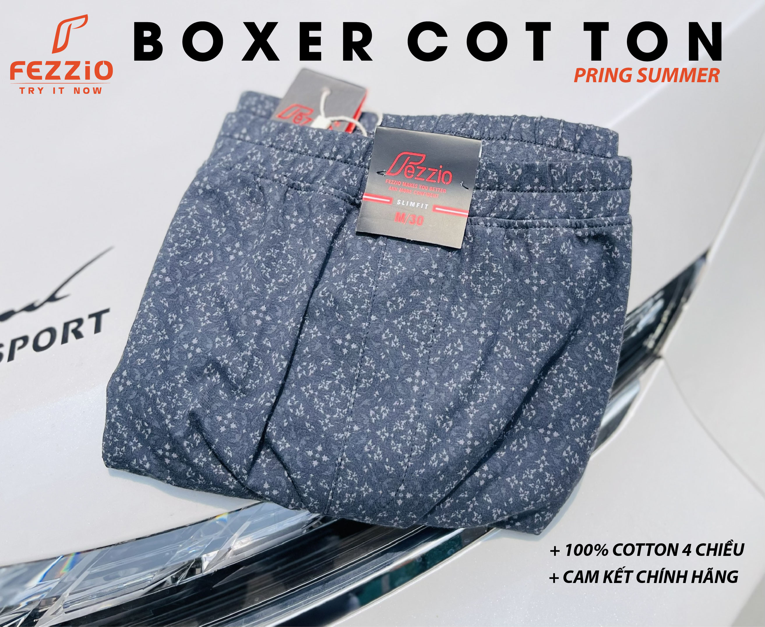 Quần đùi, boxer nam thun cotton 100% thương hiệu Fezzio chính hãng