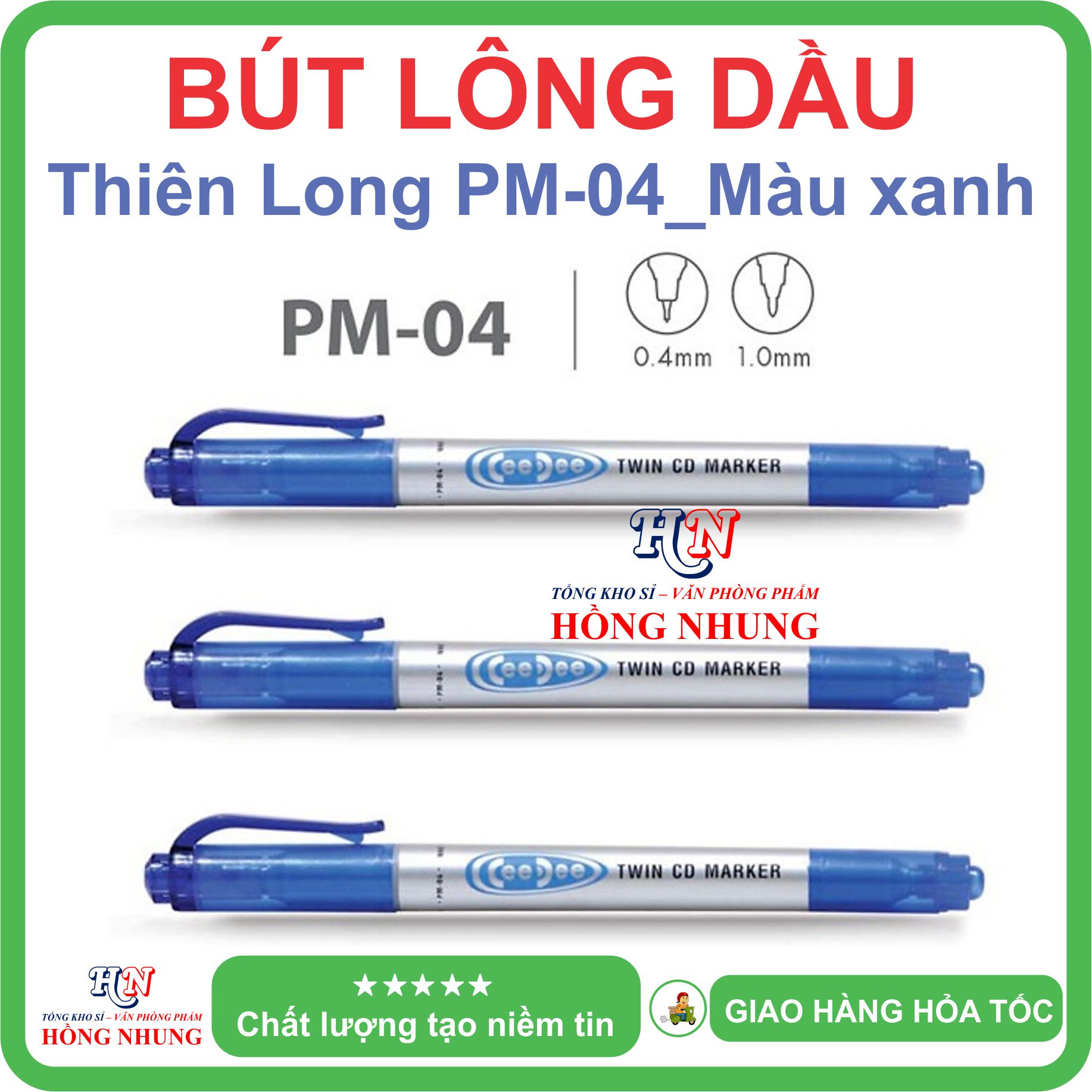 [SÉT] COMBO Hộp 10 Bút Lông Dầu PM-04, Nét viết đều, đậm và êm.