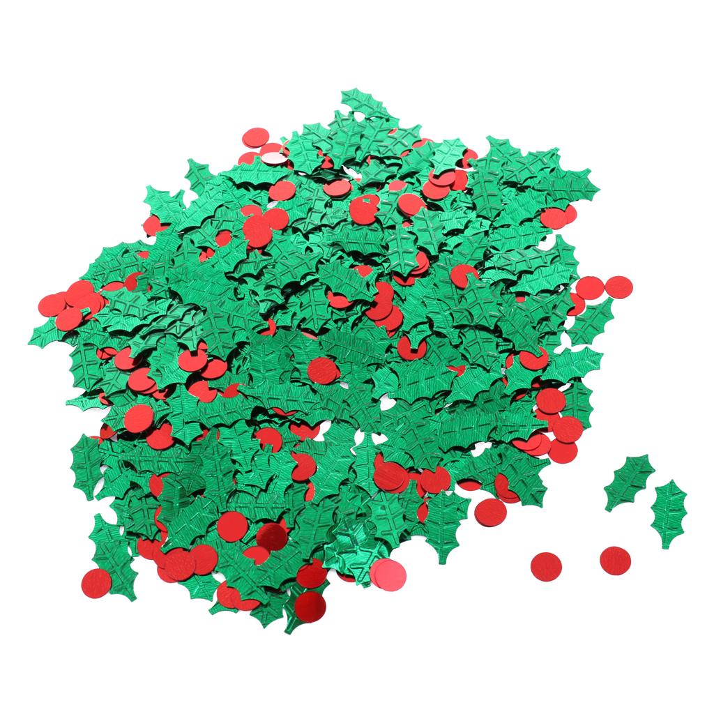 Christmas Green Holly Red Berries Table Sprinkles Party Decorations 15g