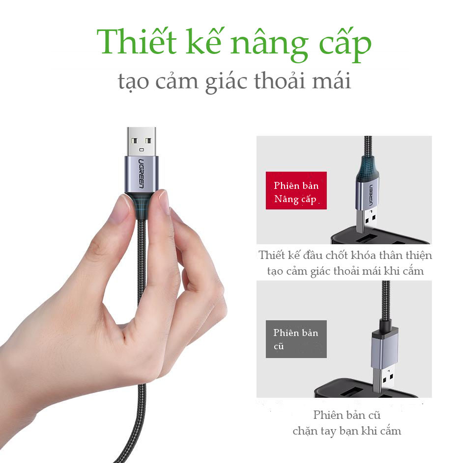 Dây cáp sạc nhanh Micro USB Ugreen US290 dài 3m, vỏ sợi bện siêu bền - Hàng nhập khẩu chính hãng