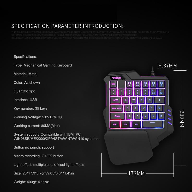Một Mặt Có Thể Lập Trình RGB Backlit Keybard 35 Phím Di Động Cơ Mini Đèn Bàn Phím Bàn Phím Cho Máy Tính Bảng Máy Tính Để Bàn
