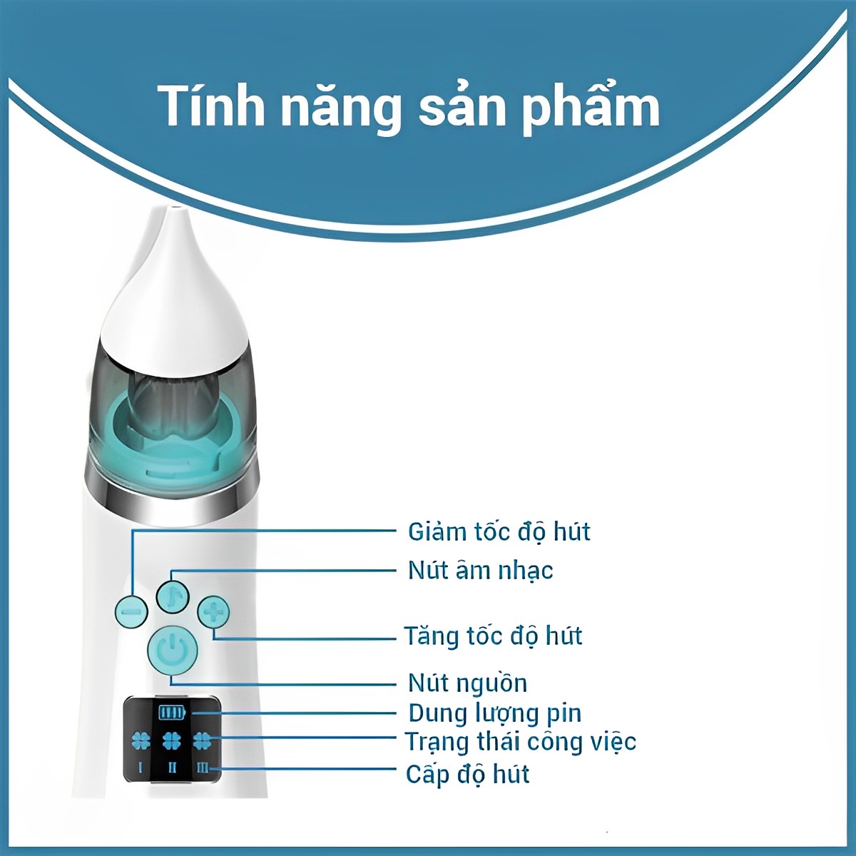 Máy hút mũi cho trẻ em ,máy hút mũi điện 3 cấp độ hút tự động cầm tay không dây thông minh 3 đầu hút cho trẻ sơ sinh và trẻ nhỏ