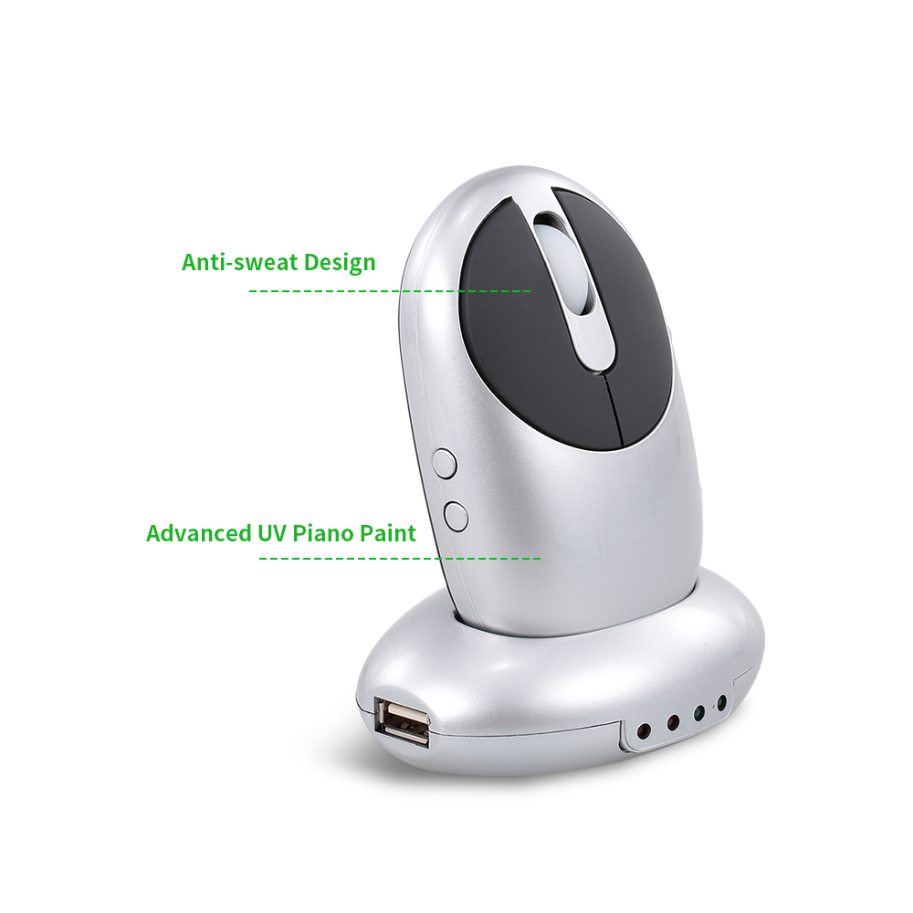 Chuột Quang Không Dây Chơi Game 6d 2.4g Với 4 Cổng USB Hub Đế Sạc 1200DPI Mg-012, Xám