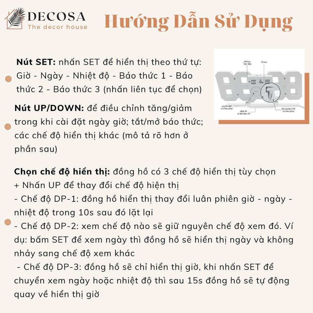 Đồng hồ led 3D để bàn treo tường thông minh có hiển thị nhiệt độ/ ngày tháng.