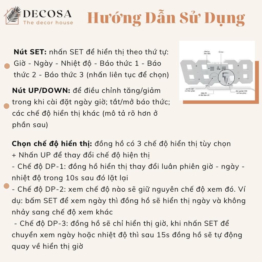 Đồng hồ led 3D để bàn treo tường thông minh có hiển thị nhiệt độ/ ngày tháng