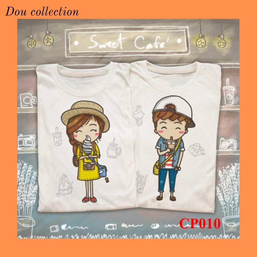 Áo Đôi set 2 áo Couple Thiết Kế Kute Hàn Quốc - Form Unisex - Chất Cotton - Mã AT045