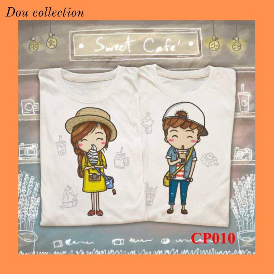 Áo Đôi set 2 áo Couple Thiết Kế Kute Hàn Quốc - Form Unisex - Chất Cotton -  Mã AT045