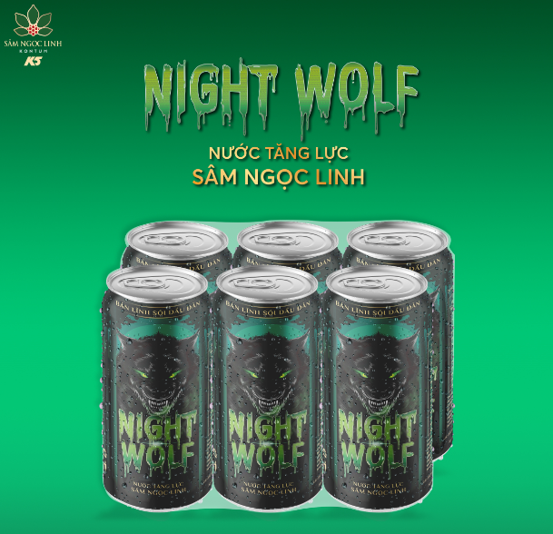 Nước Tăng Lực NightWolf Sâm Ngọc Linh Thùng 24 Lon 245ML/Lon
