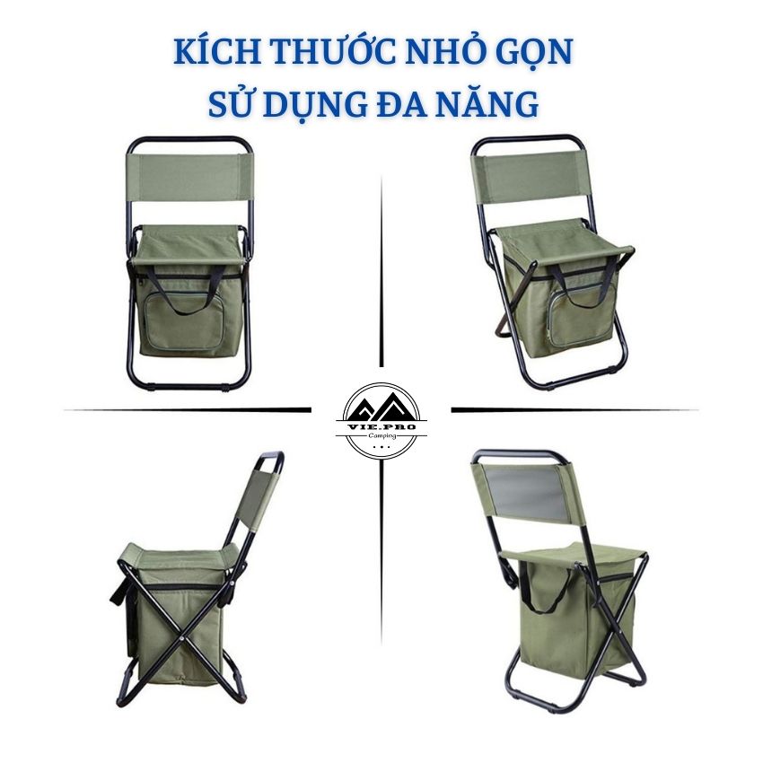 Ghế xếp du lịch gấp gọn đi dã ngoại ngồi câu cá ghế khung hợp chịu lực 260kg