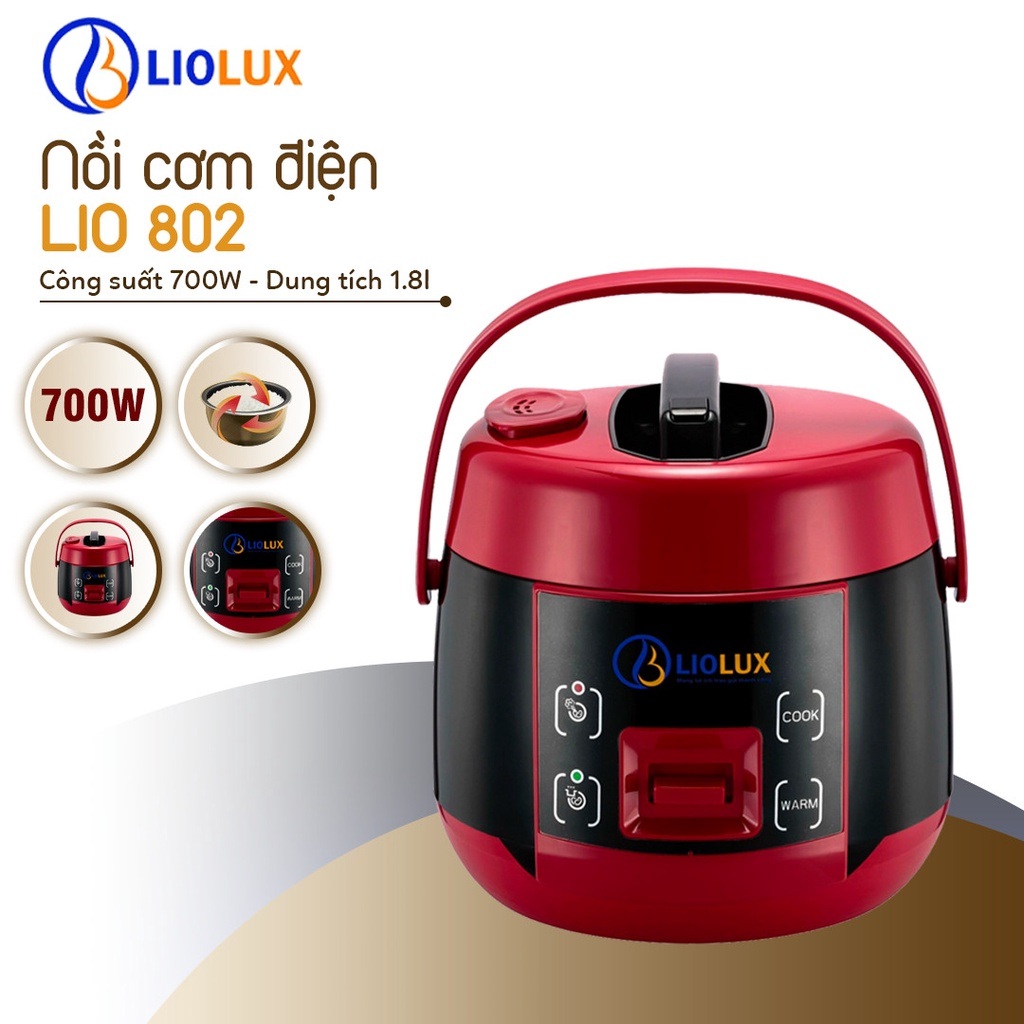 Nồi cơm điện quai xách 1.8L Liolux LIO-802 - Siêu Bền - Hàng Chính Hãng