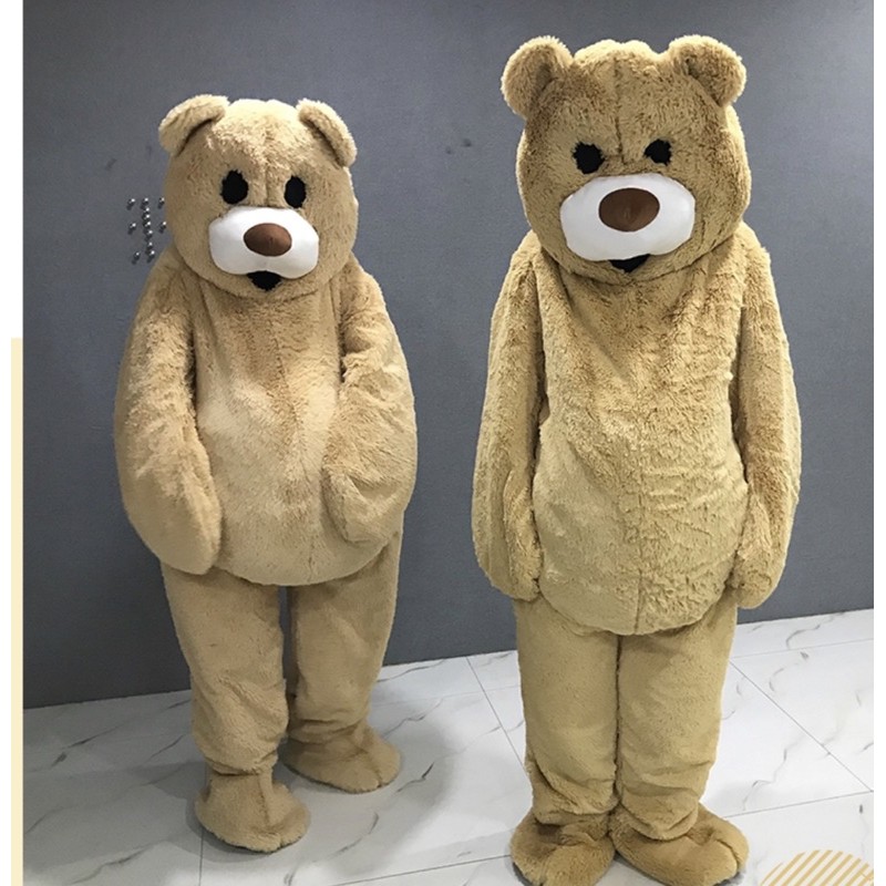 Mascot hoá trang gấu màu kem