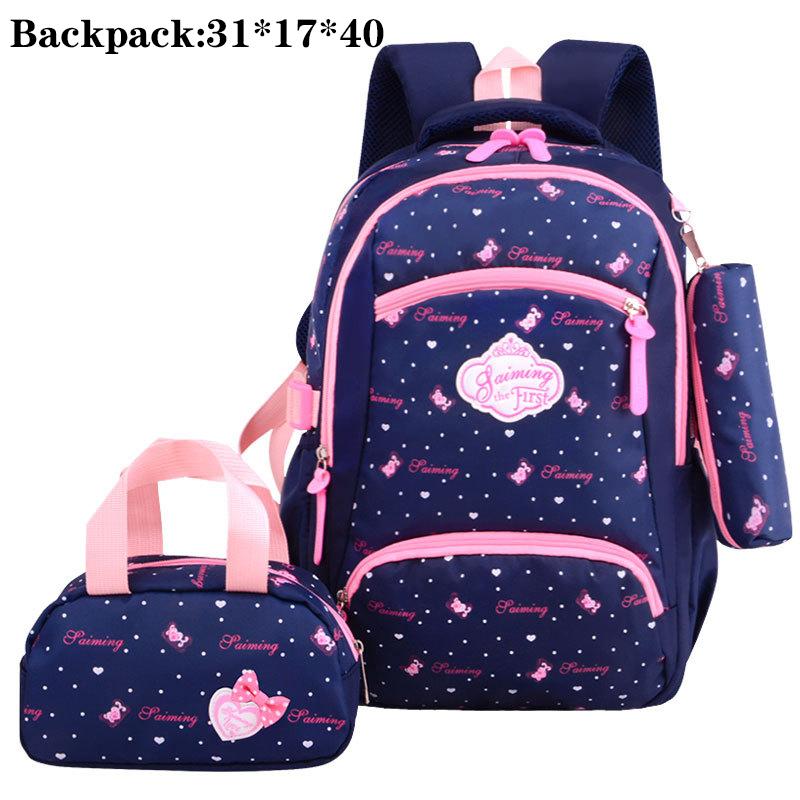 3 Bộ Trường Túi Cho Bé Gái Chống Nước Trường Ba Lô Trẻ Em In Hình Schoolbag Vải Đeo Vai Trẻ Em Túi Mochilas