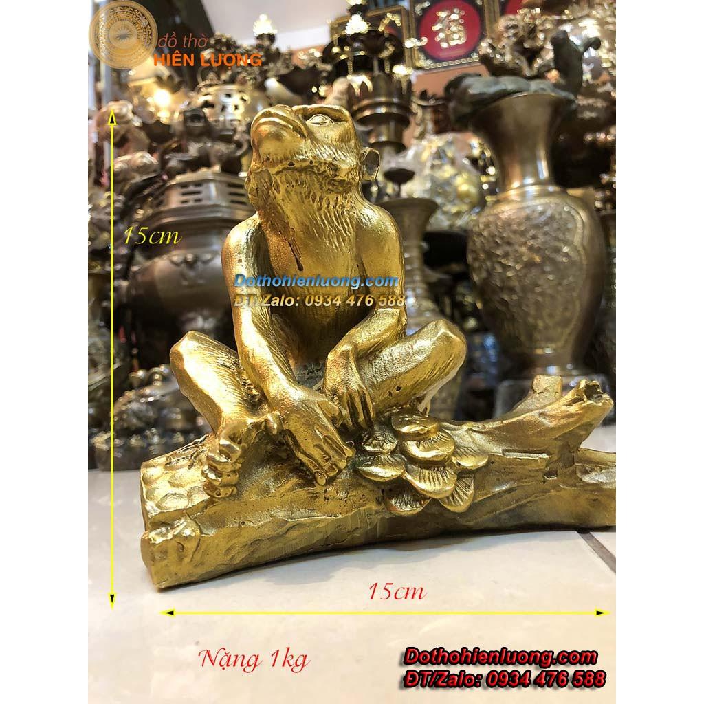 Tượng Linh Vật Khỉ Ngồi Cành Cây Bằng Đồng Cao 15cm