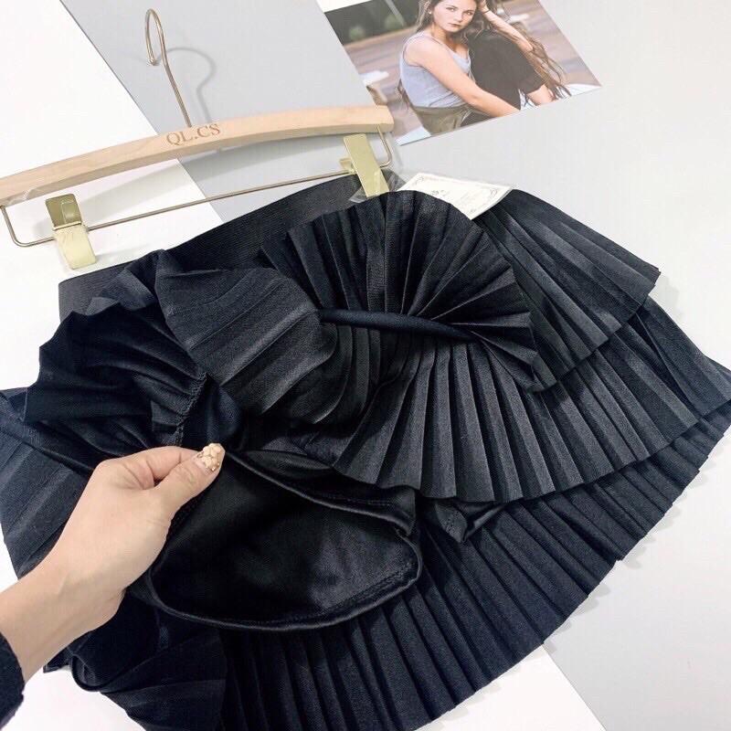 Chân Váy Ngắn 2 Tầng Dập Ly Chất liệu Tuyết Mưa