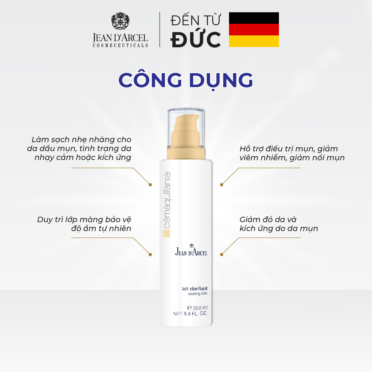 Combo cho da dầu mụn - Sữa rửa mặt và nước hoa hồng cho da dầu mụn Jean d'Arcel