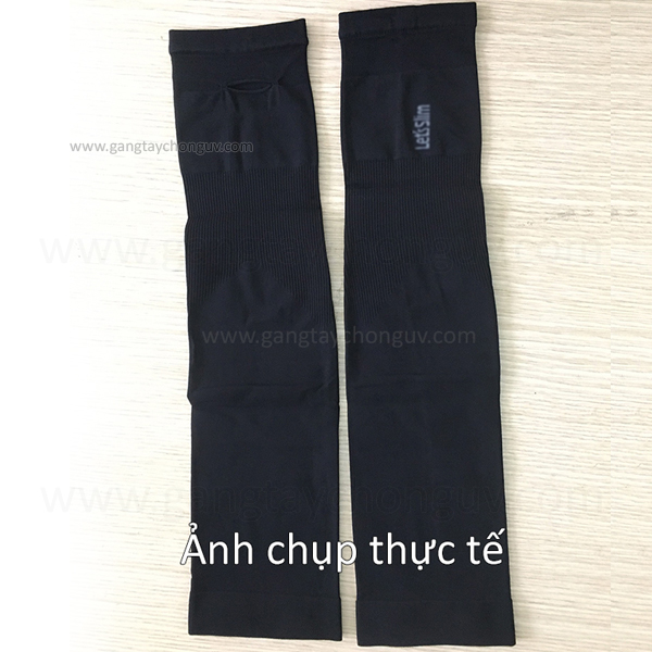 Hình ảnh Găng tay chống nắng xỏ ngón (đen) Freesize cho nam và nữ, co giãn, thun lạnh, chất vải dày dặn, chống tia UV 95%