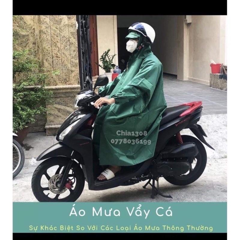 Áo mưa dây kéo cao cấp vẩy cá bít kín 2 bên