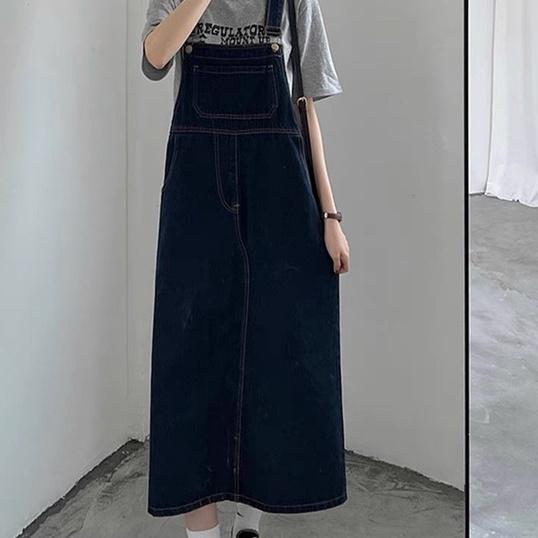Váy yếm jean phong cách, váy yếm jean hai màu đen xanh_y2