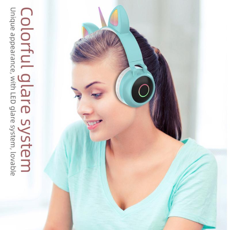 Dễ Thương Uni-Ngô Bluetooth-Tương Thích Tai Nghe Nhạc Stereo Tai Nghe Điện Thoại Máy Tính Chơi Game Không Dây Cho Bé Gái Món Quà Tốt Nhất