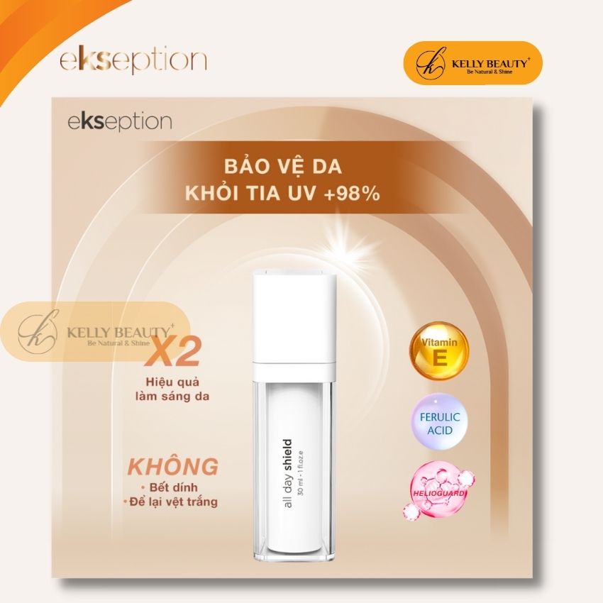 All Day Shield EKSEPTION - Kem Chống Nắng Phổ Rộng Cho Da Treatment, Ngừa Gốc Tự Do, Chống Lão Hóa Da | Kelly Beauty